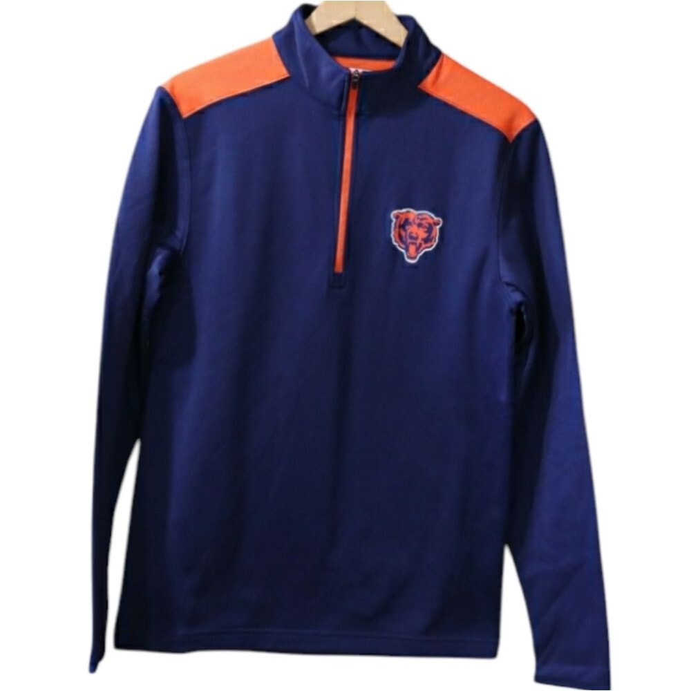 Chicago Bears NFL Team Apparel Navy 1/4 Zip Pullover Fan Gear Small